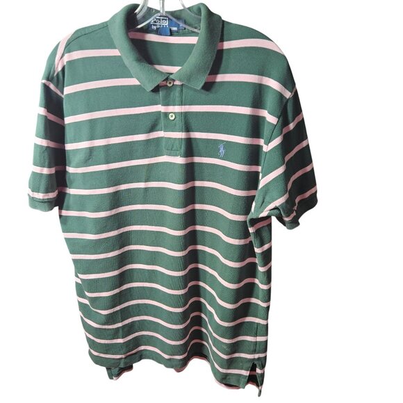 Polo Ralph Lauren Other - Polo Ralph Lauren Mens Green & Pink Striped Polo Shirt Size L